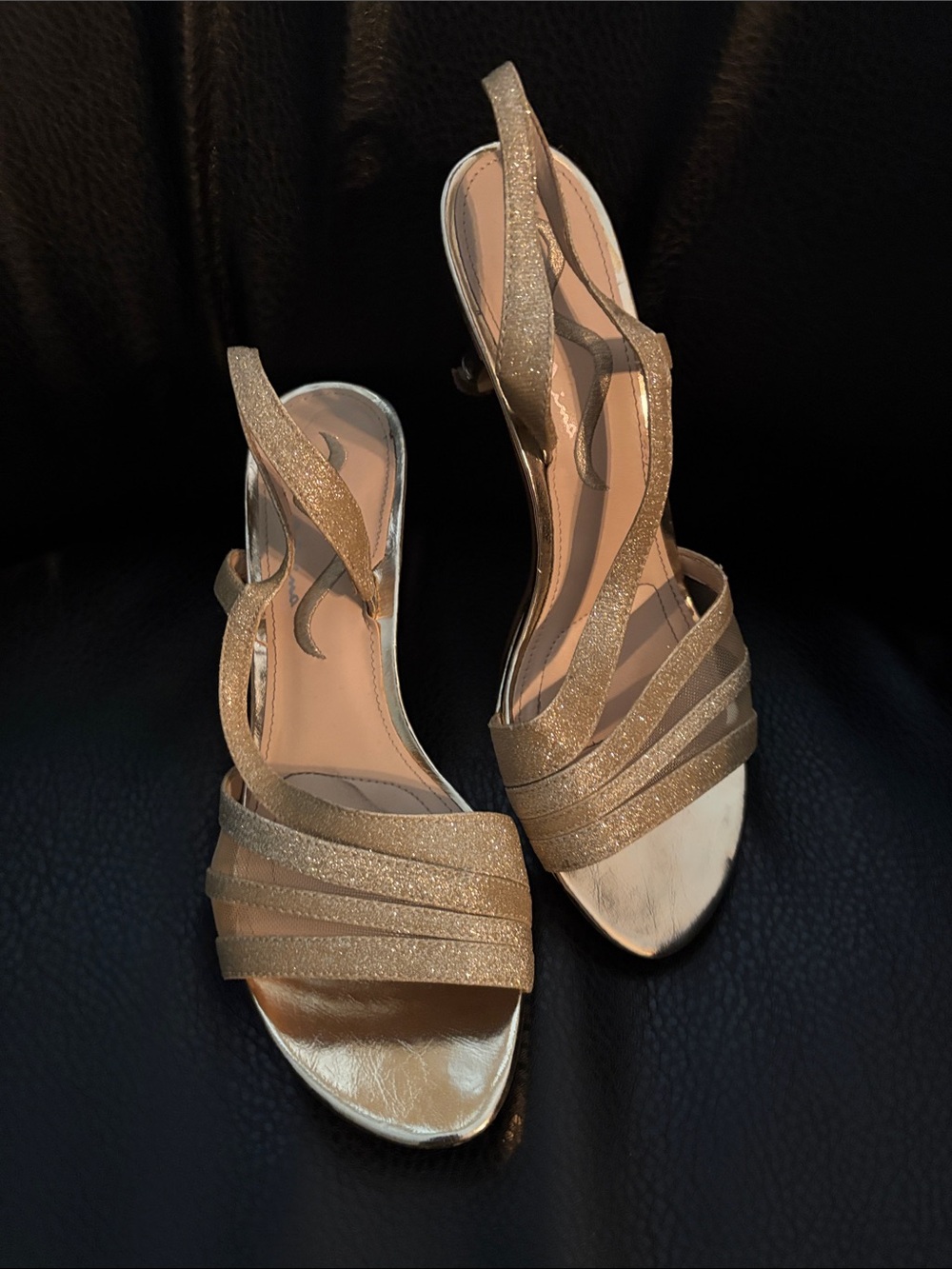 Gold Glitter Strappy Women’s Dress Sandals